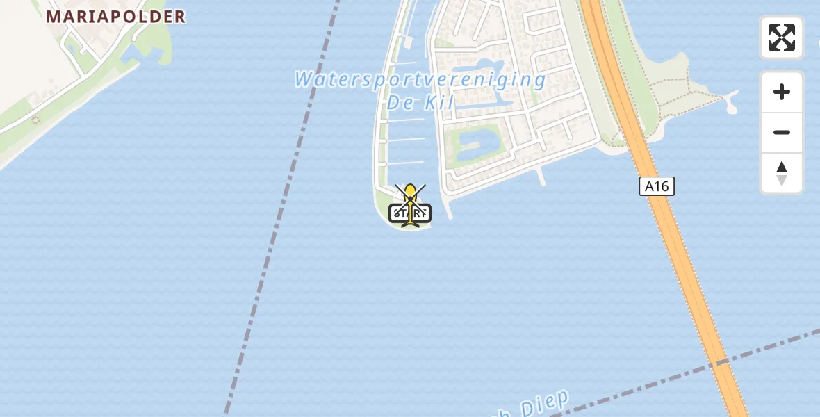 Routekaart van de vlucht: Kustwachthelikopter naar Dordrecht, Rijksstraatweg