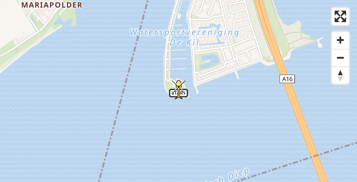 Routekaart van de vlucht: Kustwachthelikopter naar Dordrecht, Rijksstraatweg