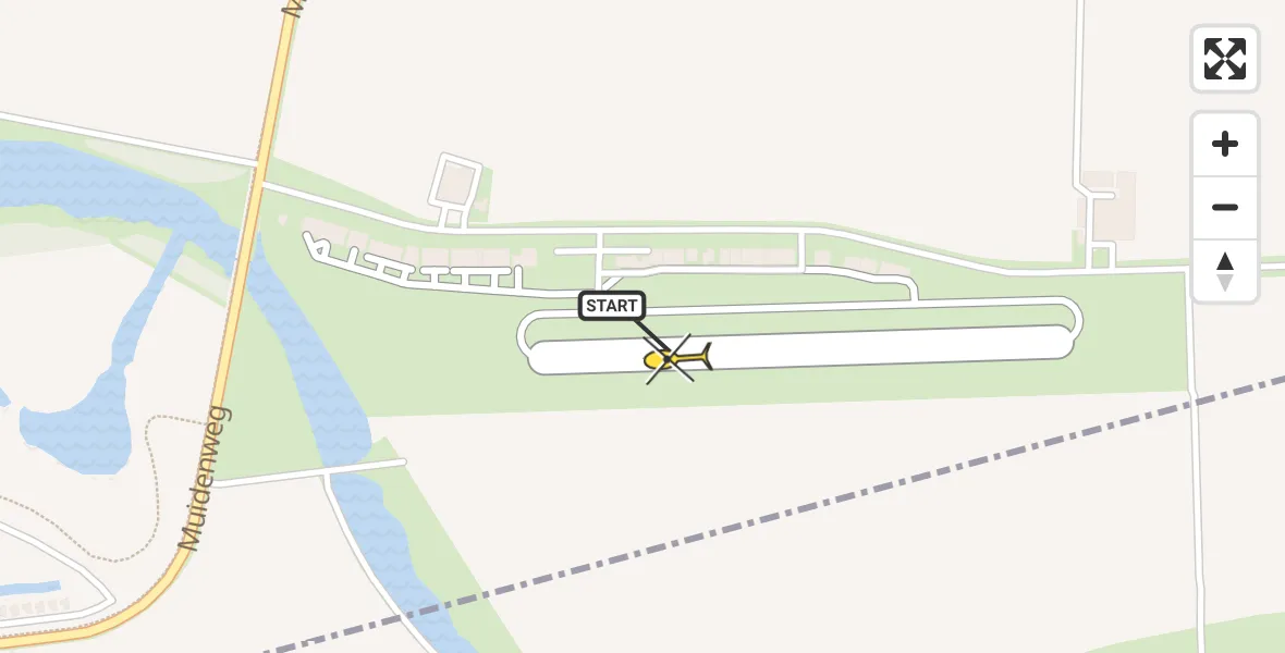 Routekaart van de vlucht: Kustwachthelikopter naar Vliegveld Midden-Zeeland, Calandweg