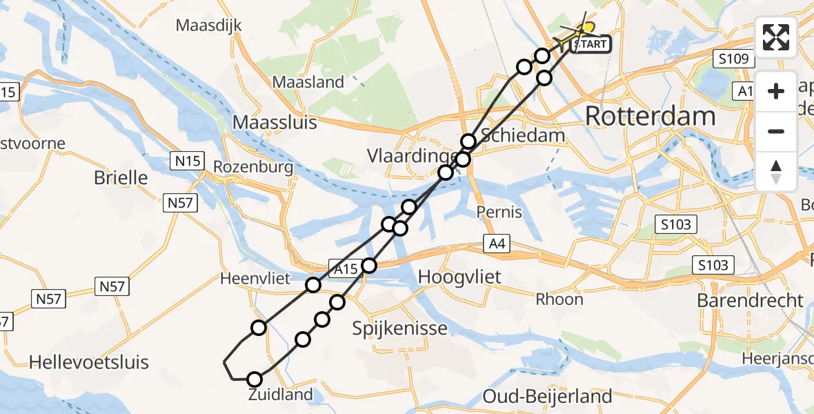 Routekaart van de vlucht: Lifeliner 2 naar Rotterdam The Hague Airport, Sidelingepad