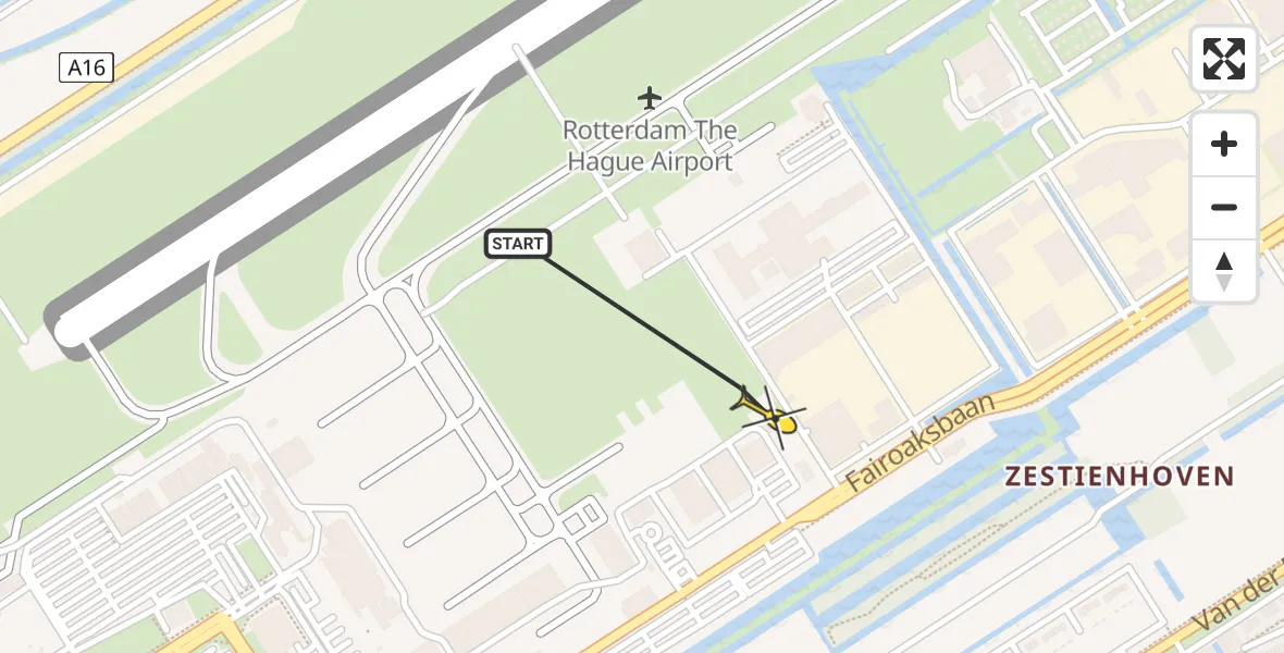 Routekaart van de vlucht: Lifeliner 2 naar Rotterdam The Hague Airport, Brandenburgbaan