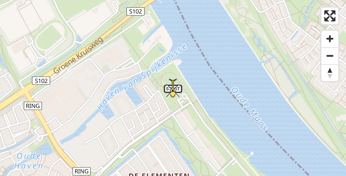 Routekaart van de vlucht: Lifeliner 2 naar Spijkenisse, Hongerlandsedijk