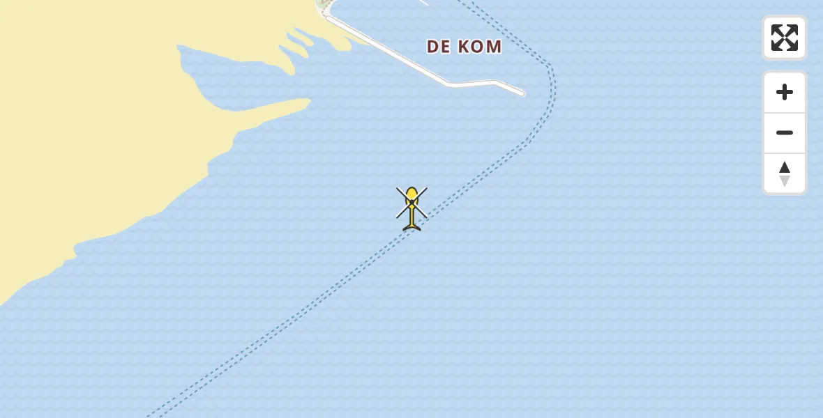 Routekaart van de vlucht: Ambulancehelikopter naar West-Terschelling