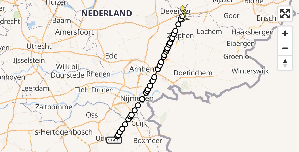 Routekaart van de vlucht: Lifeliner 3 naar Deventer, Trentsedijk