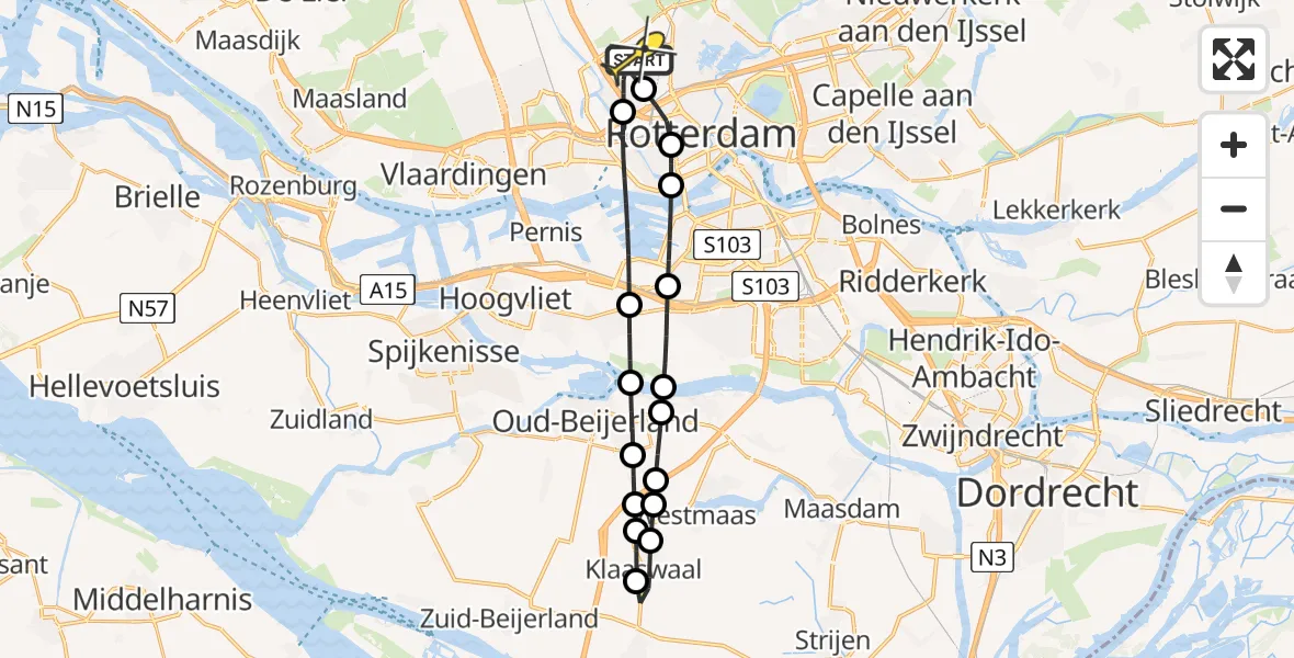 Routekaart van de vlucht: Lifeliner 2 naar Rotterdam The Hague Airport, Van der Duijn van Maasdamweg