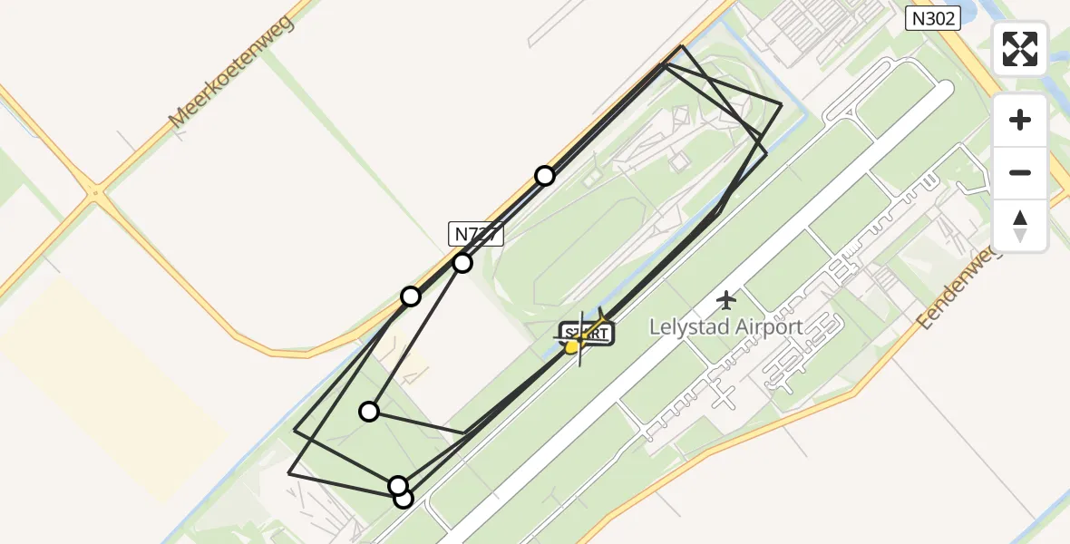 Routekaart van de vlucht: Ambulancehelikopter naar Lelystad Airport, Anthony Fokkerweg
