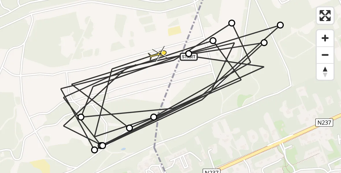 Routekaart van de vlucht: Politiehelikopter naar Soest, Barchman Wuytierslaan