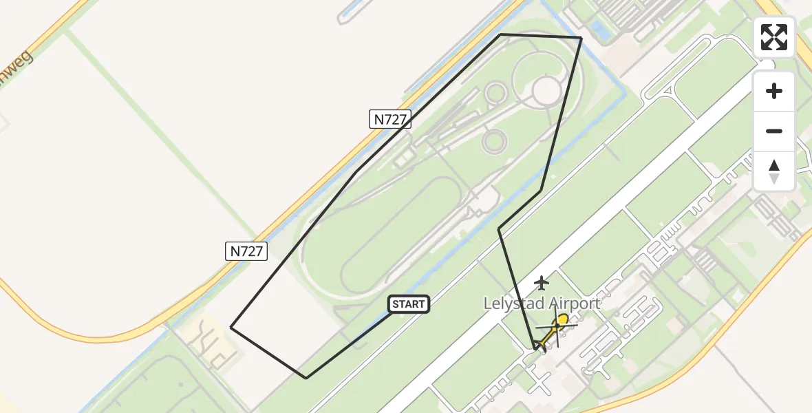 Routekaart van de vlucht: Ambulancehelikopter naar Lelystad Airport, Arie Groenweg
