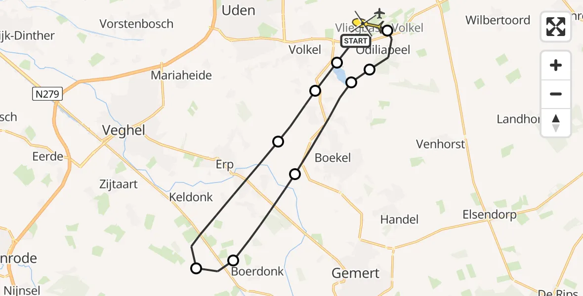 Routekaart van de vlucht: Lifeliner 3 naar Vliegbasis Volkel, Oosterheidestraat