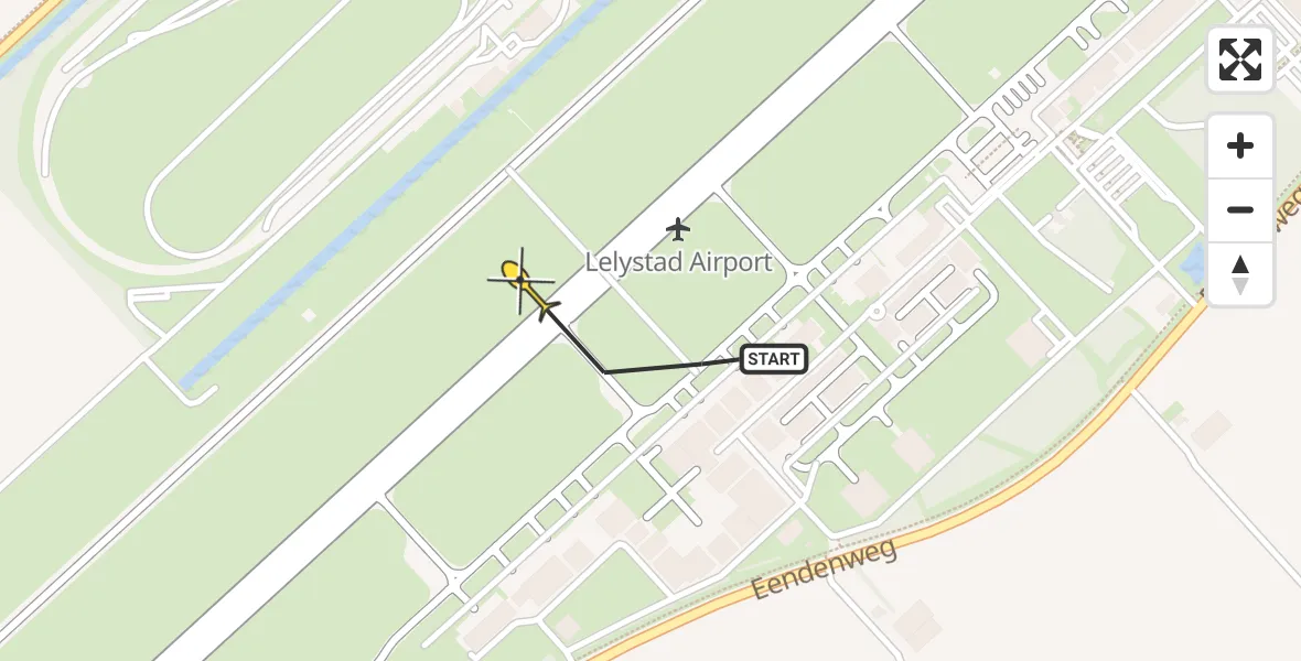 Routekaart van de vlucht: Ambulancehelikopter naar Lelystad Airport, Flamingoweg