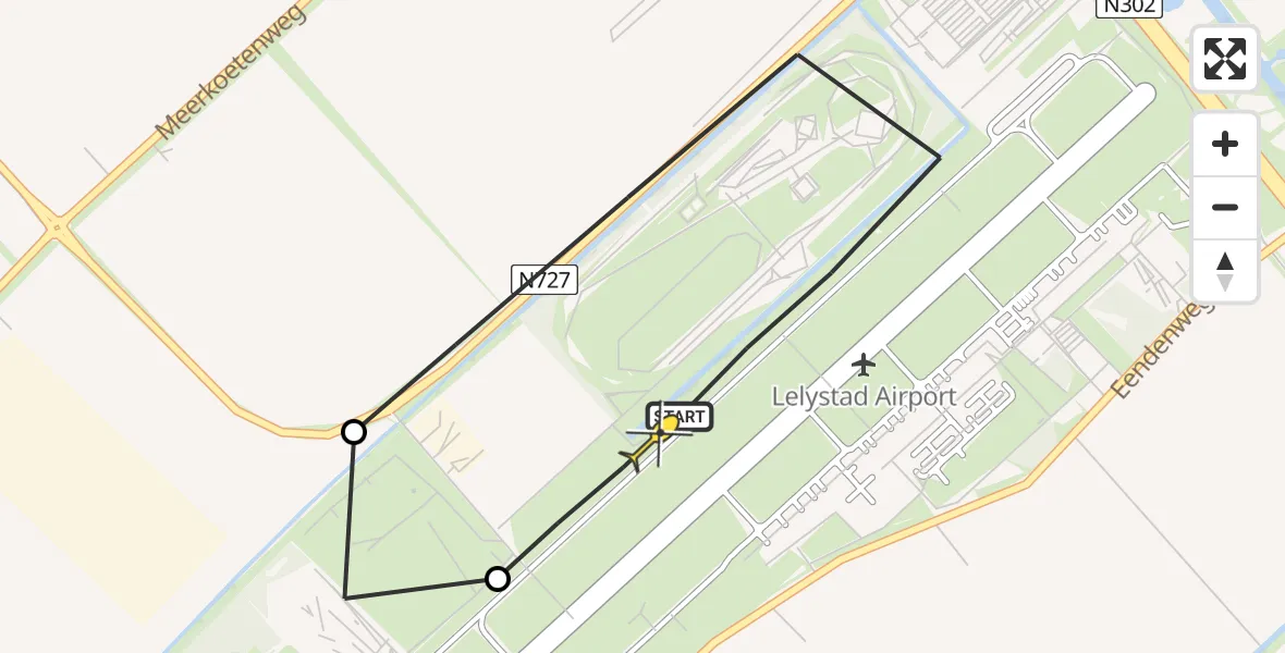 Routekaart van de vlucht: Ambulanceheli naar Lelystad Airport, Terminalplein