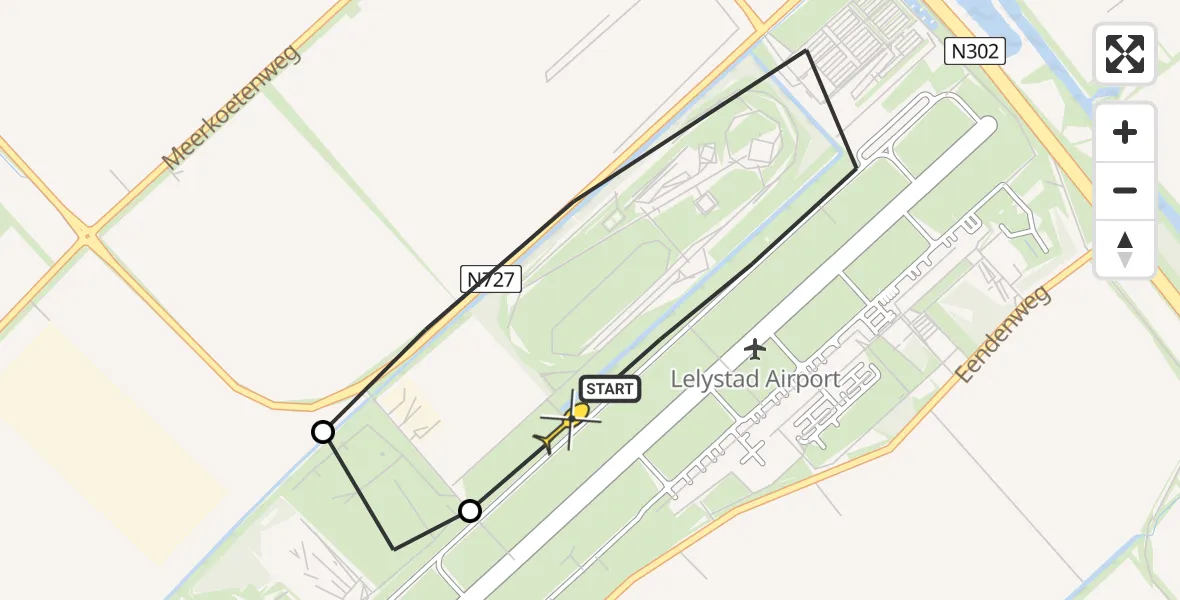 Routekaart van de vlucht: Ambulanceheli naar Lelystad Airport, Anthony Fokkerweg