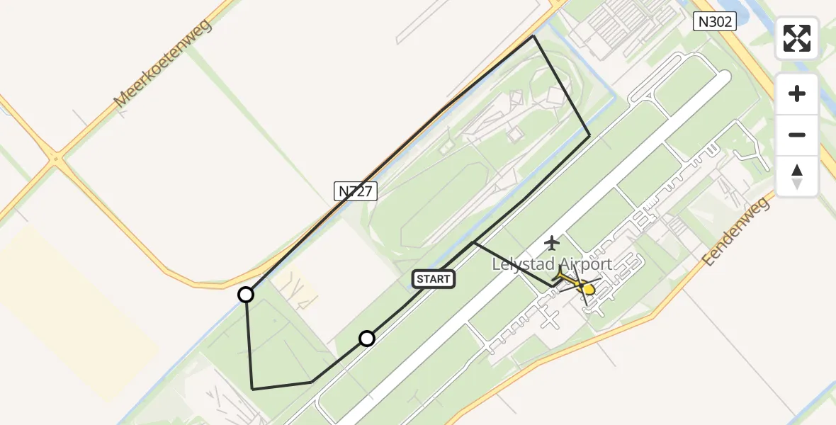 Routekaart van de vlucht: Ambulancehelikopter naar Lelystad Airport, Anthony Fokkerweg