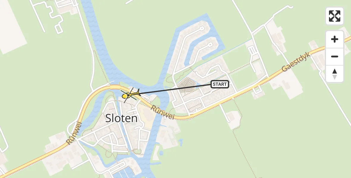 Routekaart van de vlucht: Lifeliner 4 naar Sloten, Rûnwei