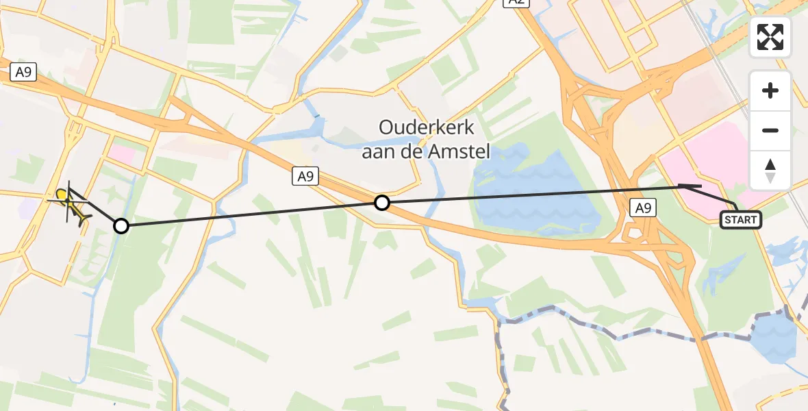 Routekaart van de vlucht: Lifeliner 1 naar Amstelveen, Newa