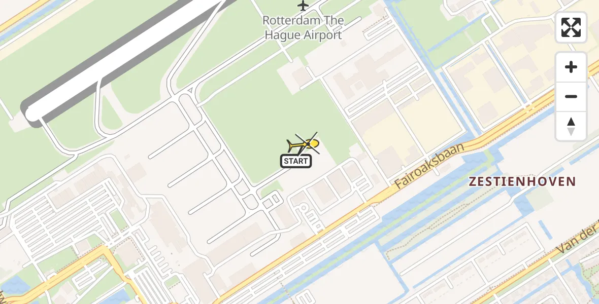 Vluchtroute Politiehelikopter van Rotterdam The Hague Airport naar Rotterdam The Hague Airport
