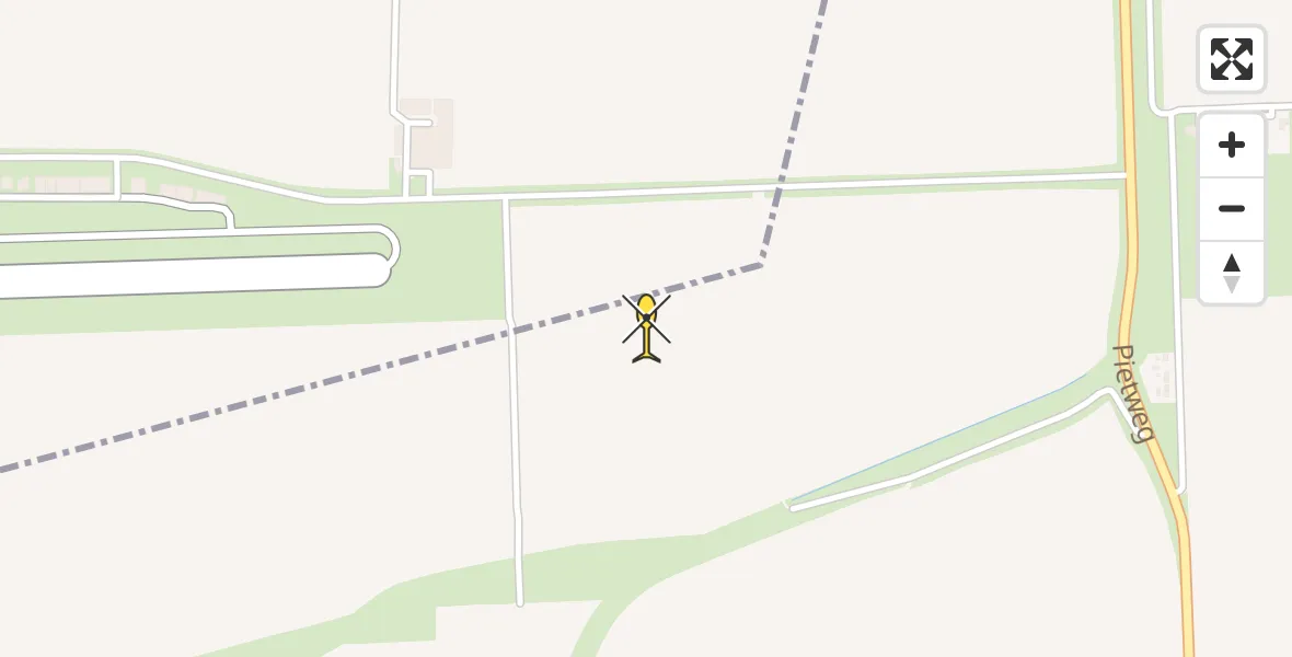 Routekaart van de vlucht: Politieheli naar Vliegveld Midden-Zeeland