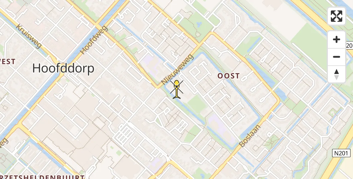 Routekaart van de vlucht: Lifeliner 1 naar Hoofddorp