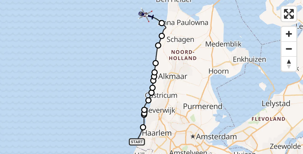 Vluchtroute Politiehelikopter Zandvoort - , 10 juli 2025, 18:05