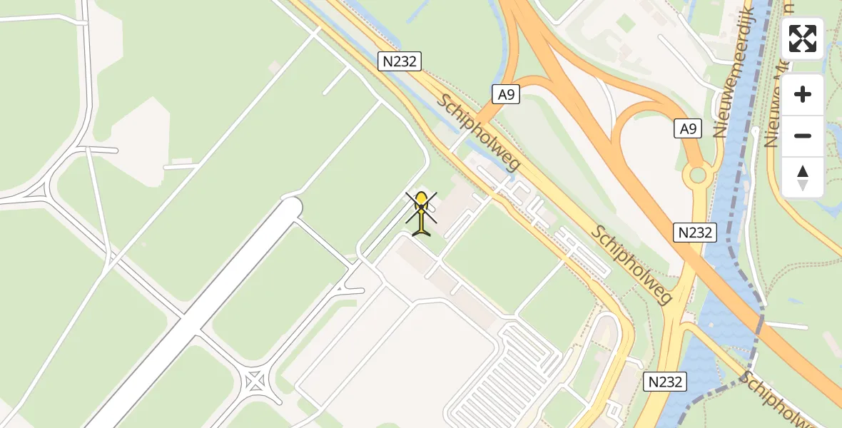 Routekaart van de vlucht: Politiehelikopter naar Schiphol
