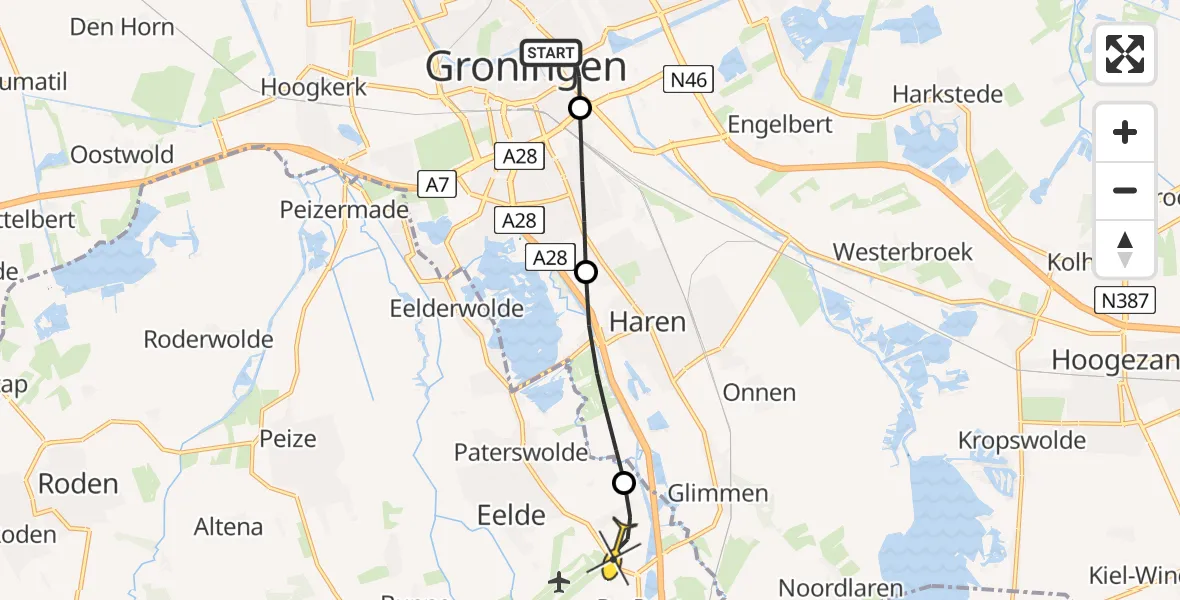 Routekaart van de vlucht: Lifeliner 4 naar Groningen Airport Eelde, Sontweg