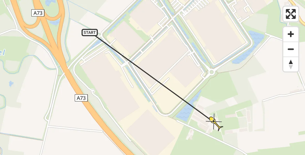 Routekaart van de vlucht: Lifeliner 3 naar Oirlo, Blakterweg