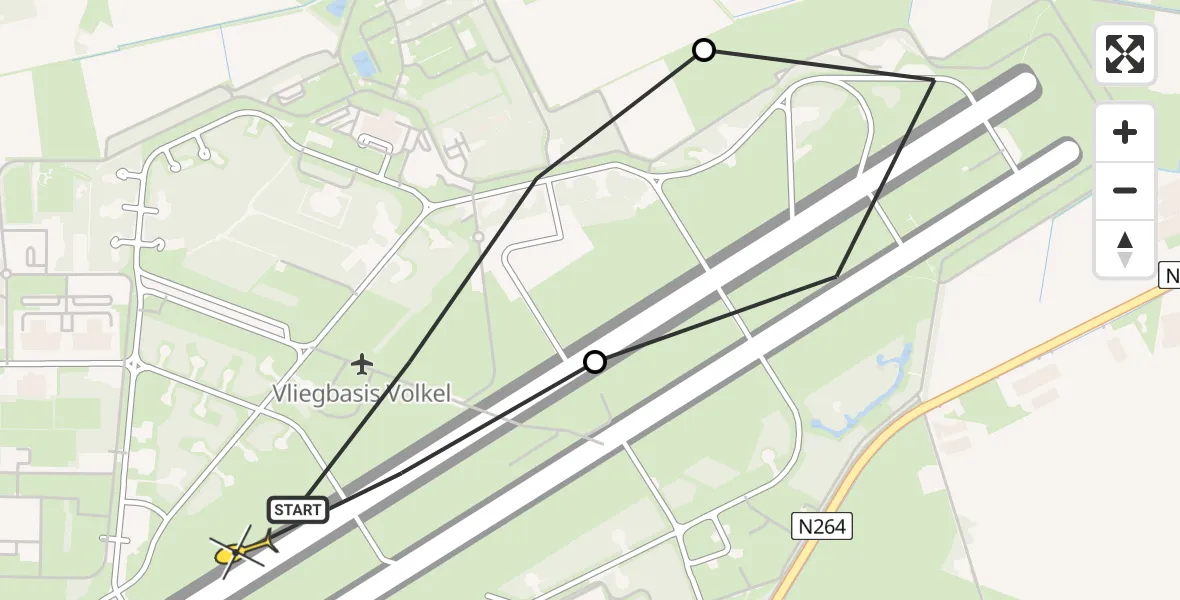 Routekaart van de vlucht: Lifeliner 3 naar Vliegbasis Volkel, Zeelandsedijk