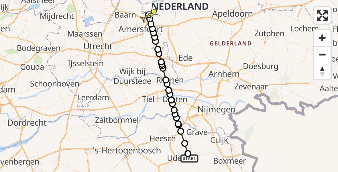 Routekaart van de vlucht: Lifeliner 3 naar Nijkerk, Millsebaan