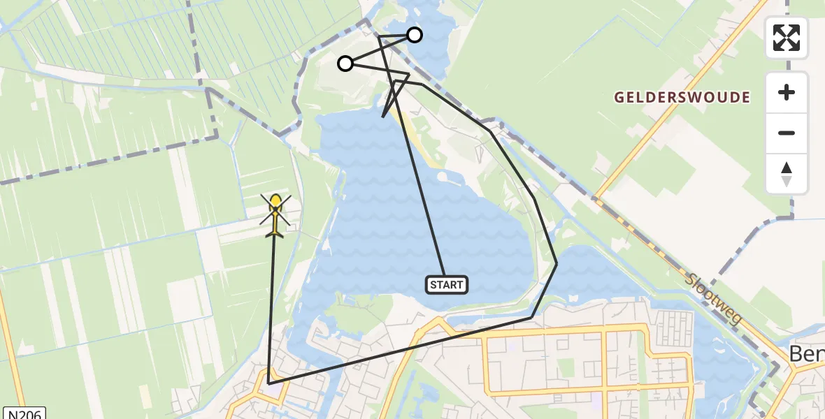 Routekaart van de vlucht: Politiehelikopter naar Zoetermeer, Drieambachtskade