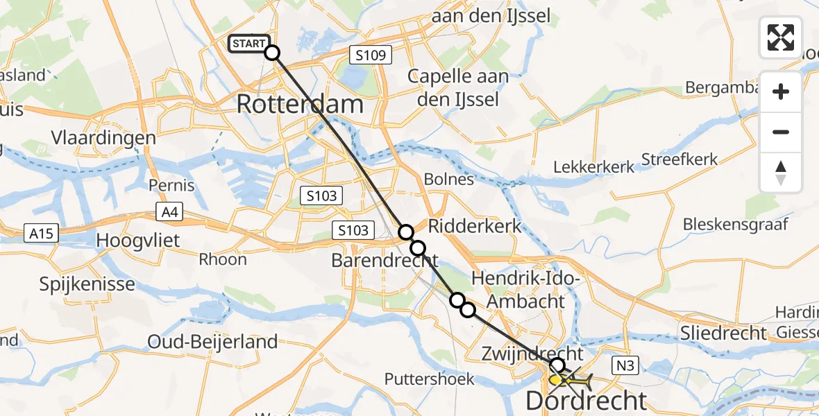 Routekaart van de vlucht: Lifeliner 2 naar Dordrecht, Edsger Dijkstralaan