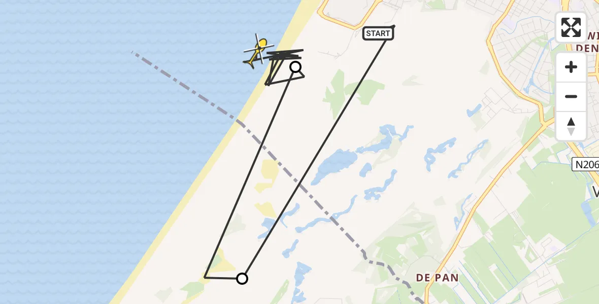 Routekaart van de vlucht: Politiehelikopter naar Katwijk, Boulevard Zeezijde