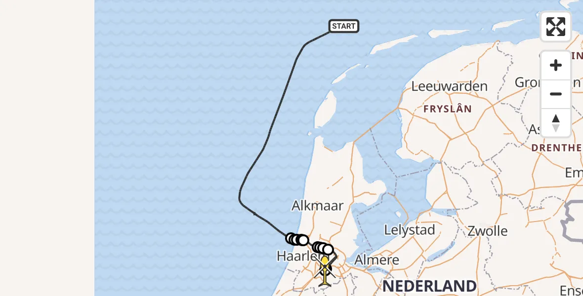 Routekaart van de vlucht: Politieheli naar Schiphol, Thermiekstraat