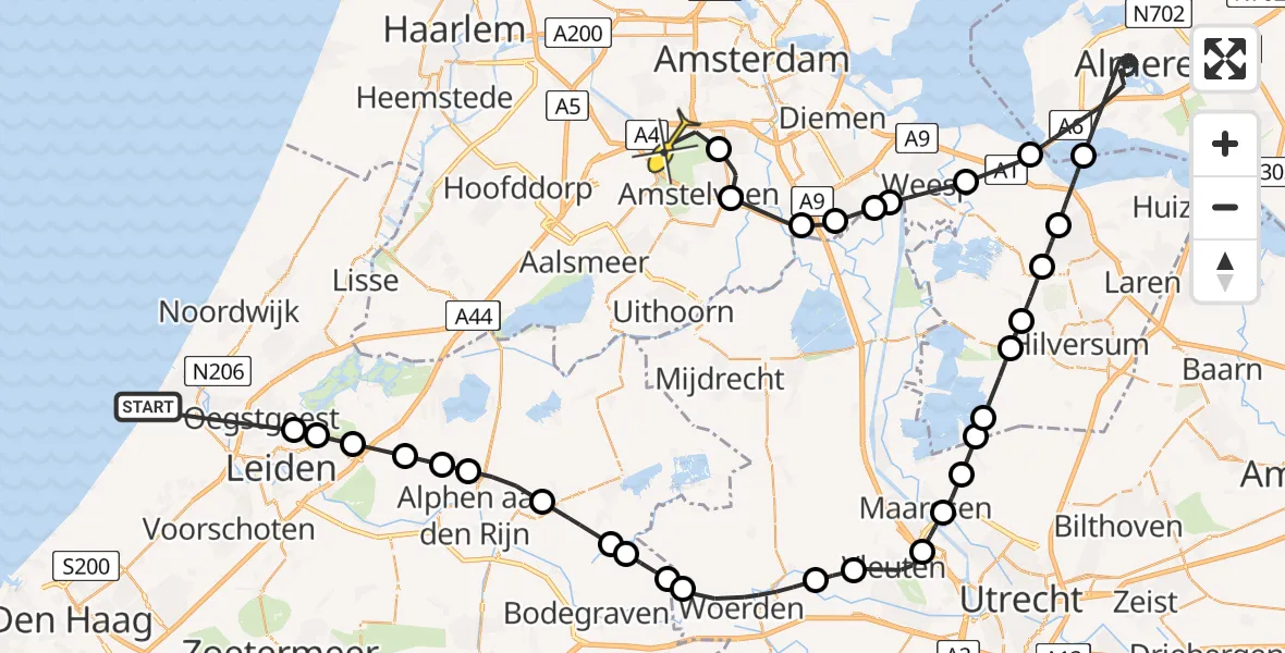 Routekaart van de vlucht: Politiehelikopter naar Amsterdam, Broekweg