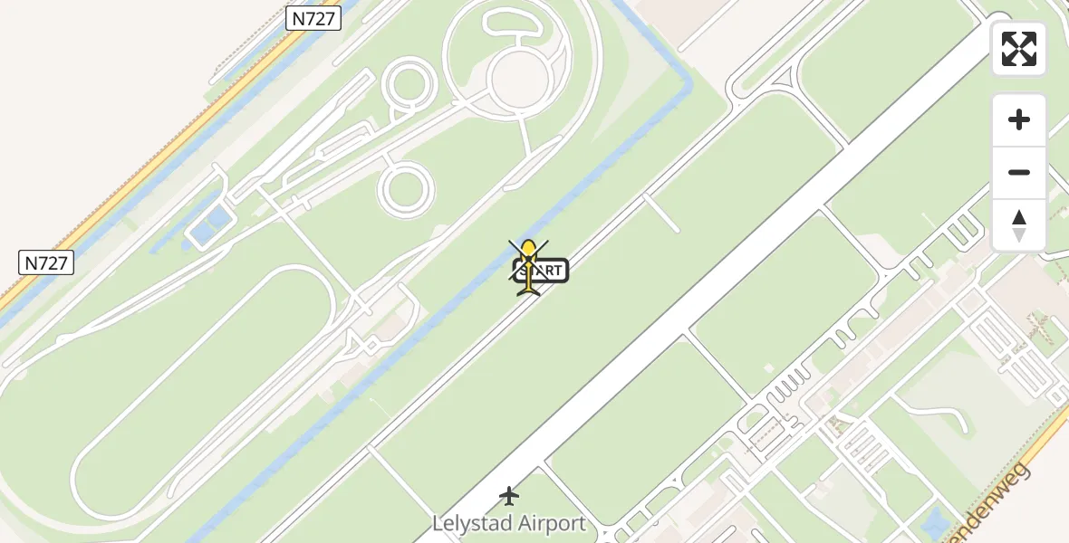 Routekaart van de vlucht: Ambulancehelikopter naar Lelystad Airport, RDW-testbaan