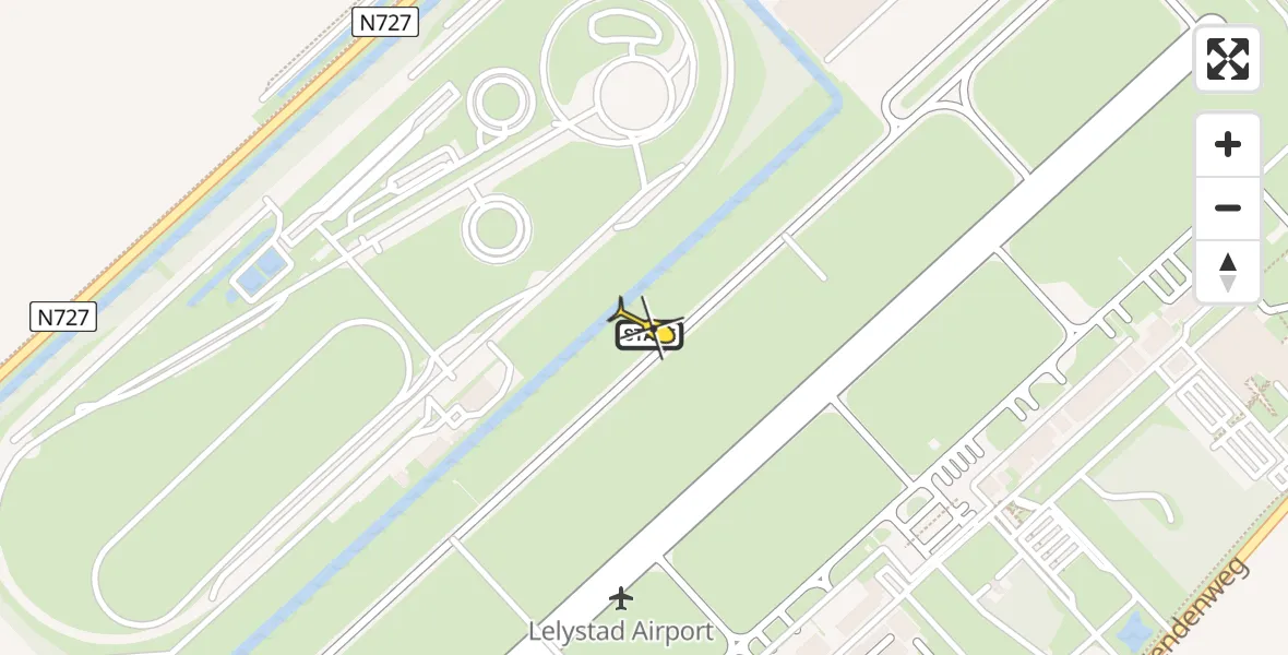 Routekaart van de vlucht: Ambulanceheli naar Lelystad Airport, RDW-testbaan