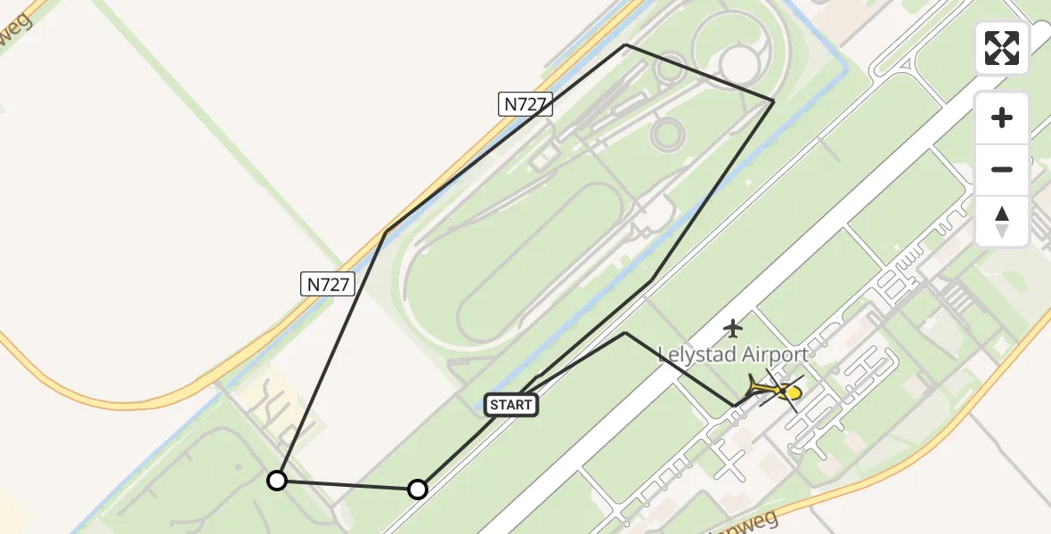 Routekaart van de vlucht: Ambulancehelikopter naar Lelystad Airport, Talingweg