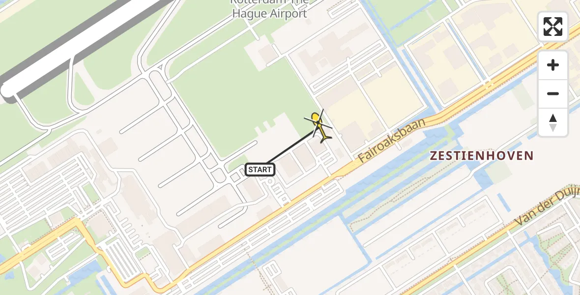 Routekaart van de vlucht: Lifeliner 2 naar Rotterdam The Hague Airport, Brandenburgbaan