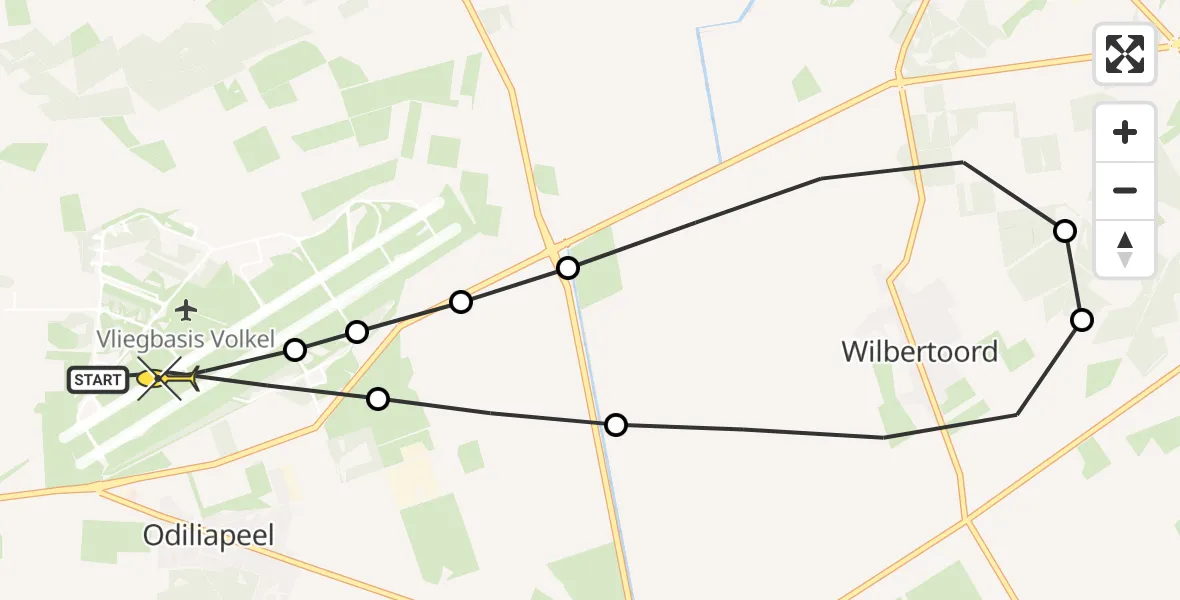 Routekaart van de vlucht: Lifeliner 3 naar Vliegbasis Volkel, Zeelandsedijk