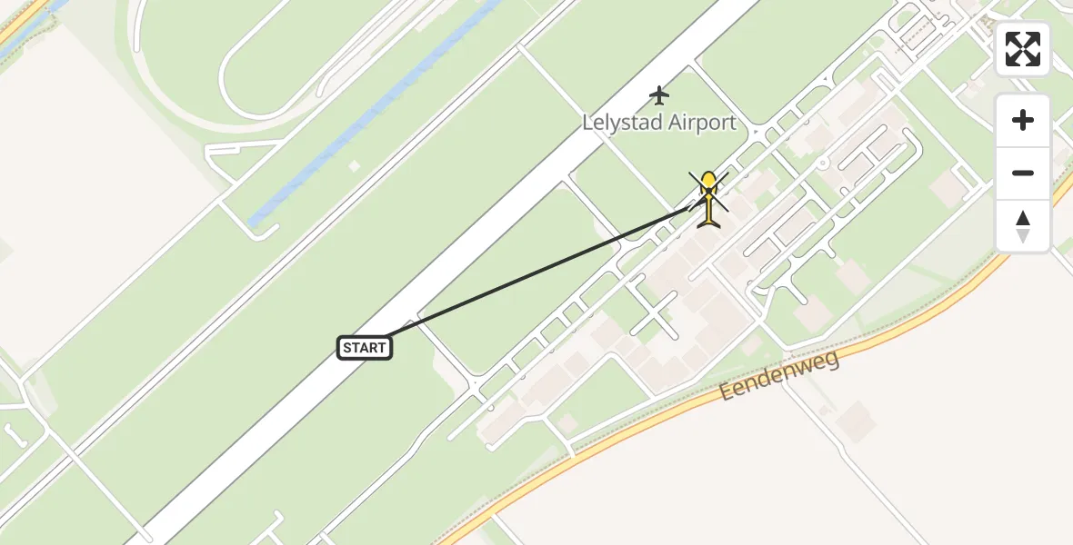 Routekaart van de vlucht: Traumahelikopter naar Lelystad Airport, Emoeweg