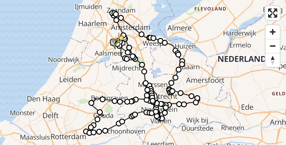 Routekaart van de vlucht: Politieheli naar Schiphol, Nieuwemeerdijk