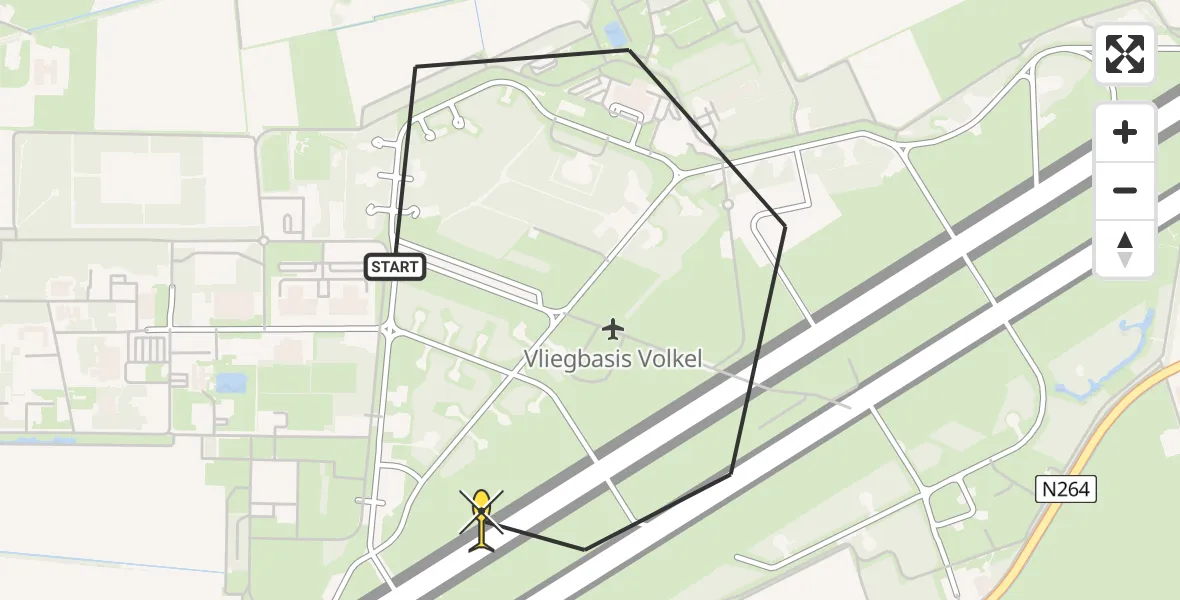 Routekaart van de vlucht: Lifeliner 3 naar Vliegbasis Volkel, Zeelandsedijk