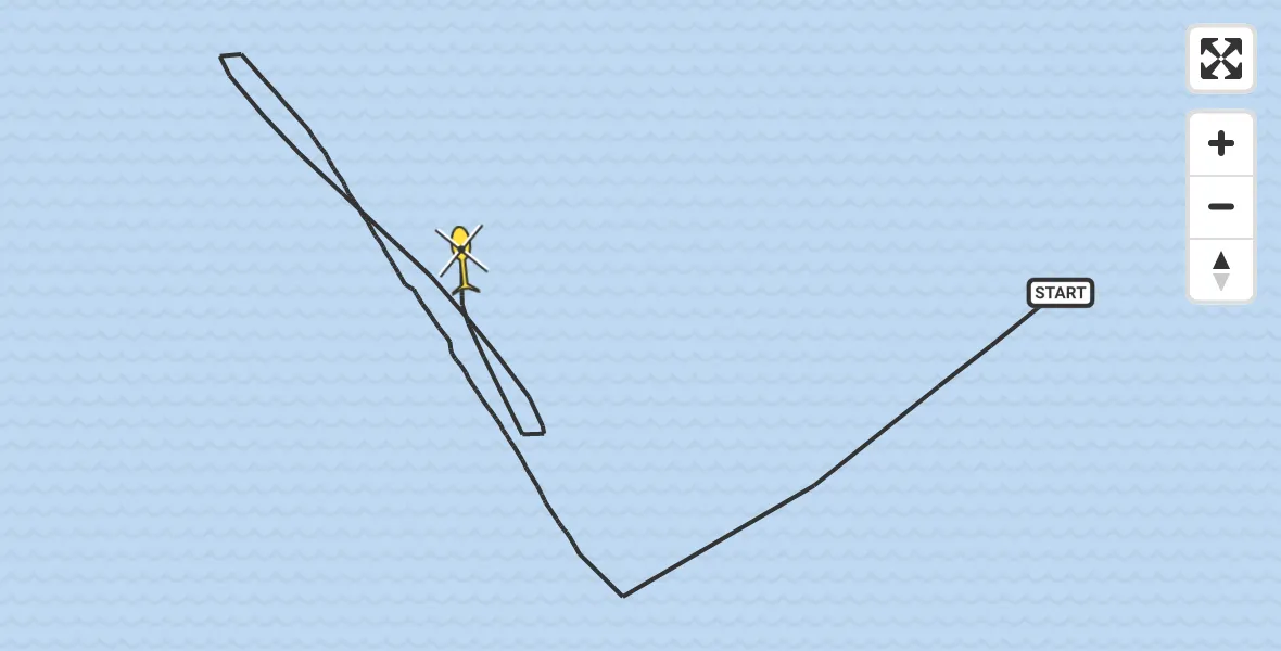 Routekaart van de vlucht: Kustwachthelikopter naar 