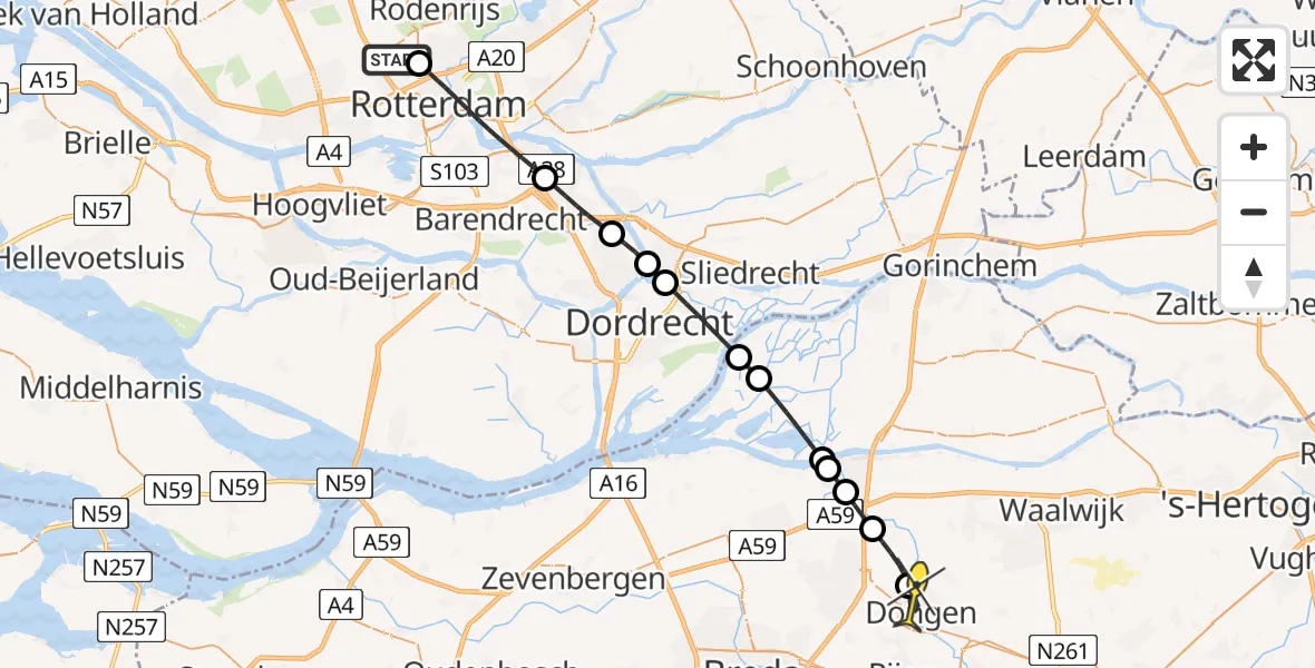 Routekaart van de vlucht: Lifeliner 2 naar Dongen, Edsger Dijkstralaan