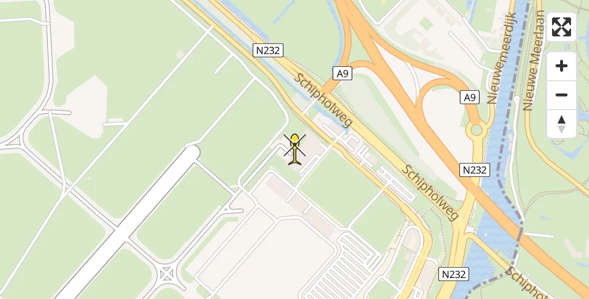 Vluchtroute Politiehelikopter van Schiphol naar Schiphol