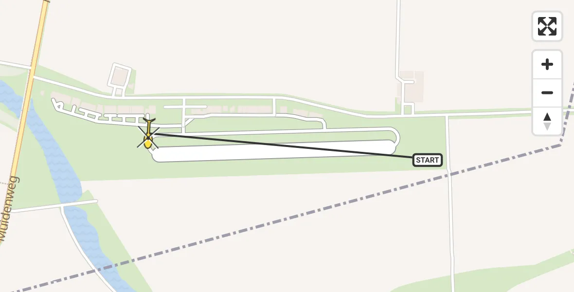 Routekaart van de vlucht: Kustwachthelikopter naar Vliegveld Midden-Zeeland, Calandweg