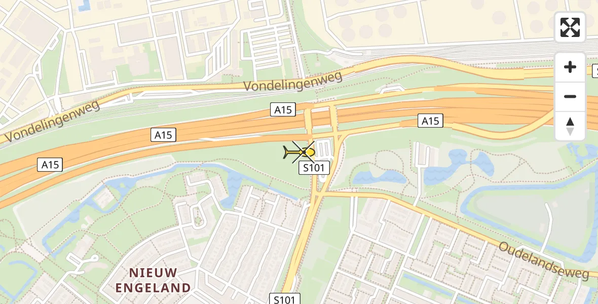 Routekaart van de vlucht: Lifeliner 1 naar Hoogvliet