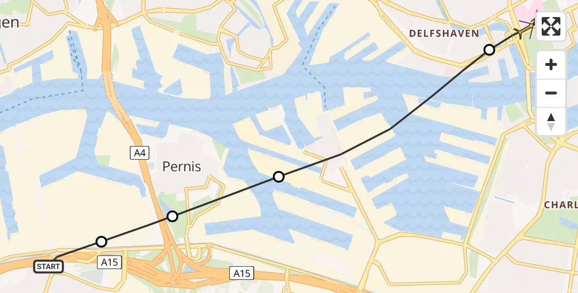 Routekaart van de vlucht: Lifeliner 1 naar Erasmus MC, Weg 122
