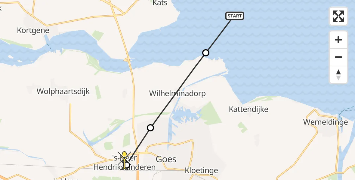 Routekaart van de vlucht: Lifeliner 2 naar 's-Heer Hendrikskinderen, Het Sas