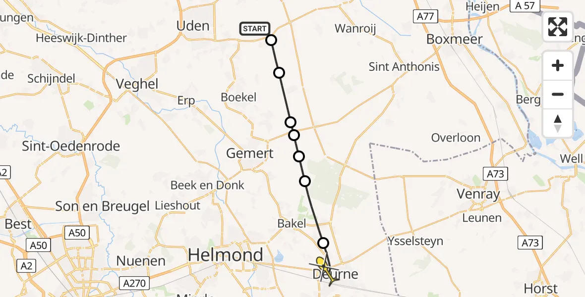 Routekaart van de vlucht: Lifeliner 3 naar Deurne, Nieuwedijk