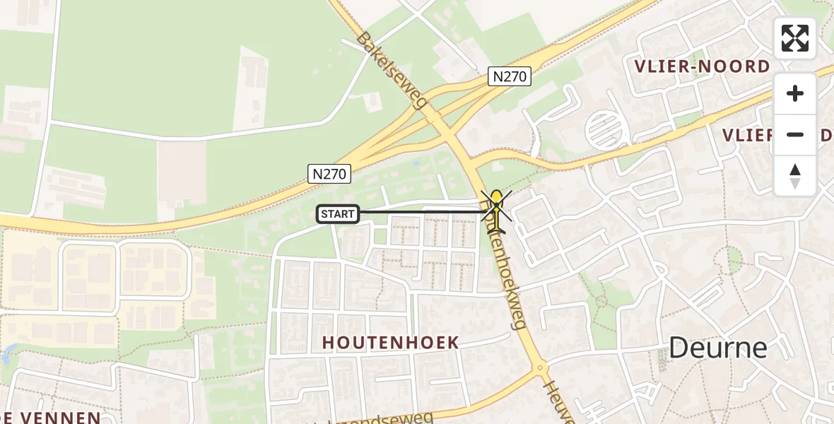 Routekaart van de vlucht: Lifeliner 3 naar Deurne, Thijssestraat